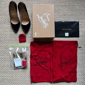 Christian Louboutin Black Décolleté 100mm Almond-Toe Pumps (US 9.5 | Euro 41)